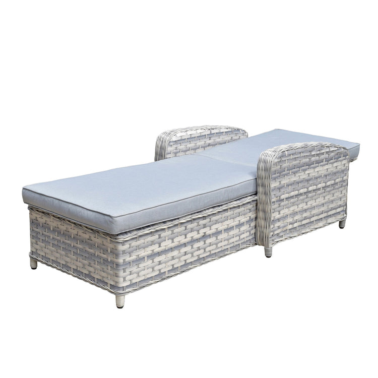 Signature Weave - Rattan Single Sun lounger with Arms in Silver Grey | Constance | Cons0178
