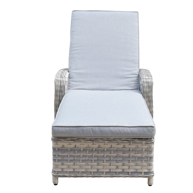 Signature Weave - Rattan Single Sun lounger with Arms in Silver Grey | Constance | Cons0178