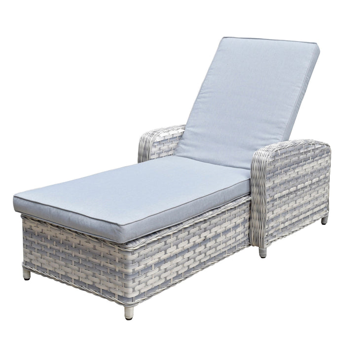 Constance Silver Grey Rattan Single Garden Sun Lounger with Arms & High Back | Signature Weave