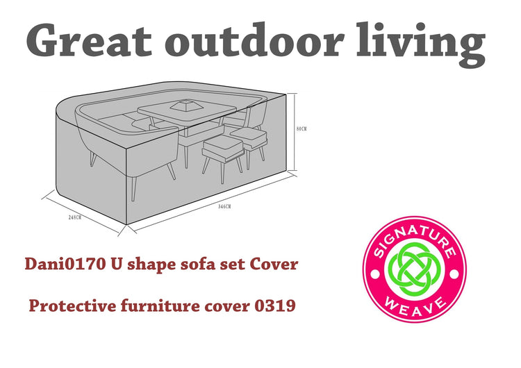 Rattan Protective Cover for Dani U Corner Set 346 x 248cm | Cove0319