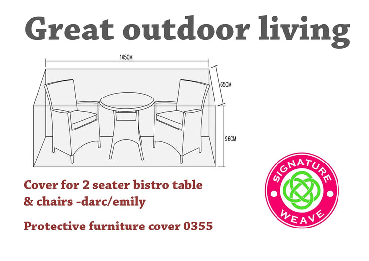 Rattan Protective Cover for 2 Seater Bistro Set 165 x 65cm | Cove0355