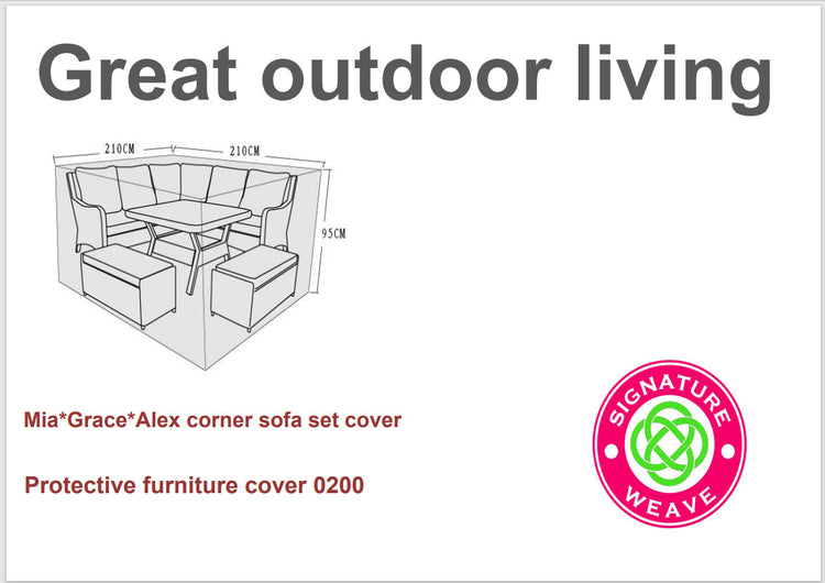 Rattan Protective Cover to fit Small Corner 210 x 210 x 95cm | Cove0200