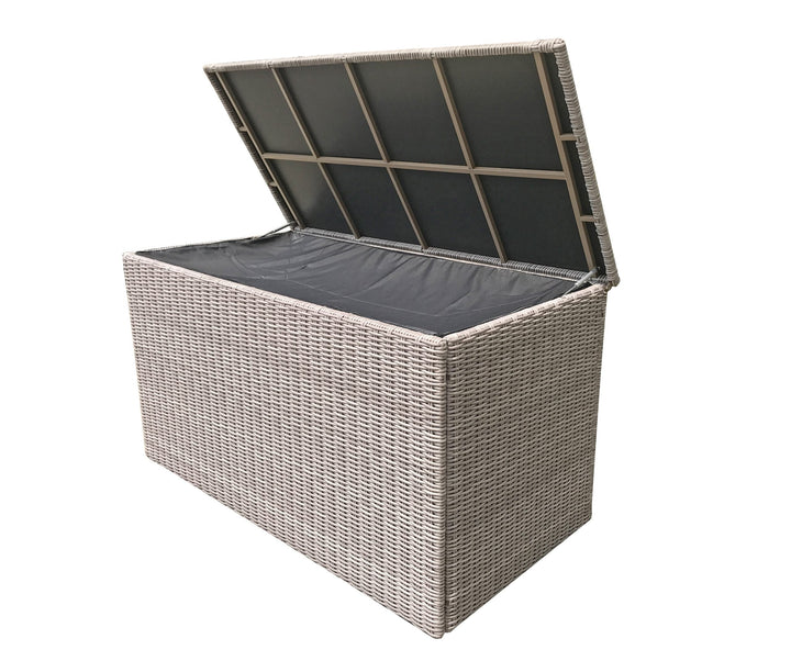 Large Grey 8mm Half Round Weave Rattan Garden Cushion Storage Box, 172cm | Signature Weave