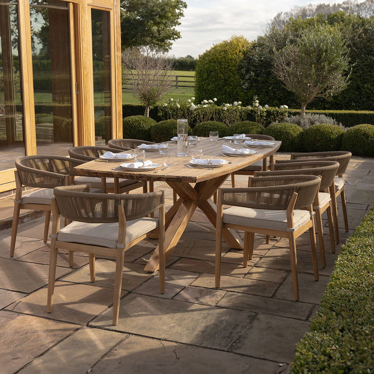 Homeflair - Porto Rope Weave 8 Seat Rectangular Dining Set