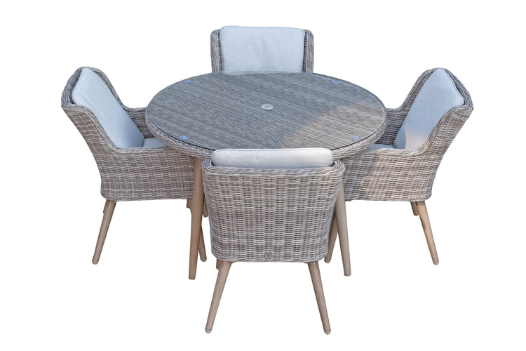 Signature Weave - Rattan Round Dining Table in Grey + 4 Chairs Set | Danielle | Dani0164