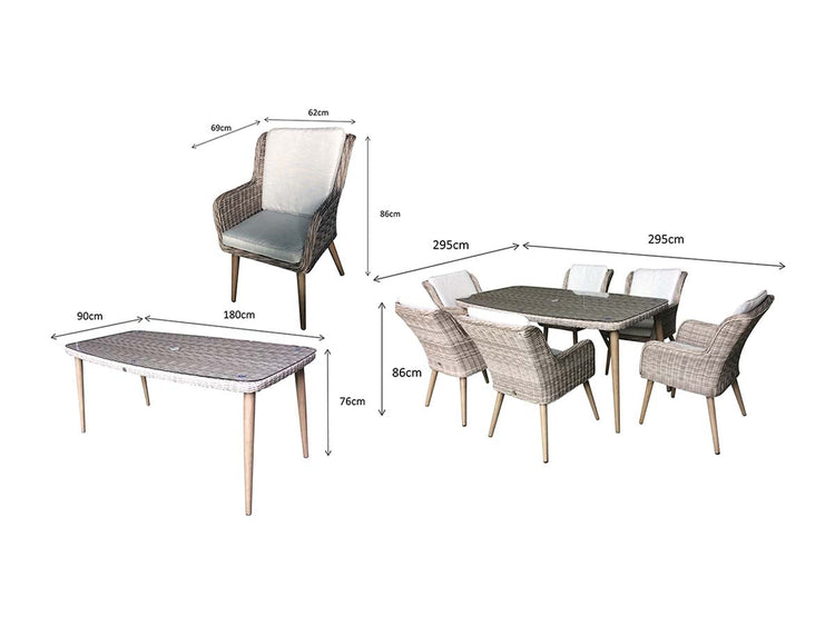 Signature Weave - Rattan Rectangular Dining Table + 6 Chairs Set | Danielle | Dani0189