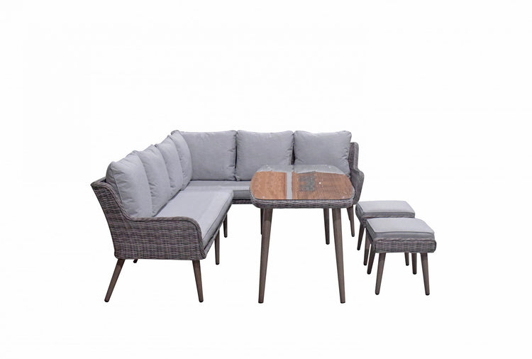 Signature Weave - Rattan Corner Sofa with Dining Table + 2 Stools Set | Danielle | Dani0347