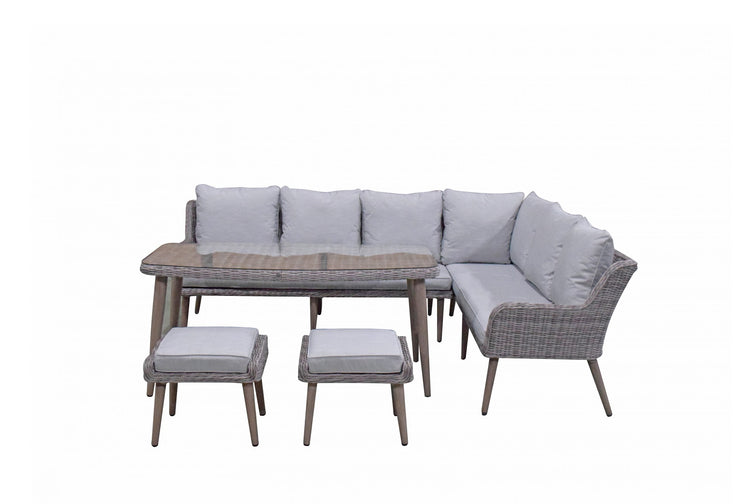 Signature Weave - Rattan Corner Sofa with Dining Table + 2 Stools Set | Danielle | Dani0347