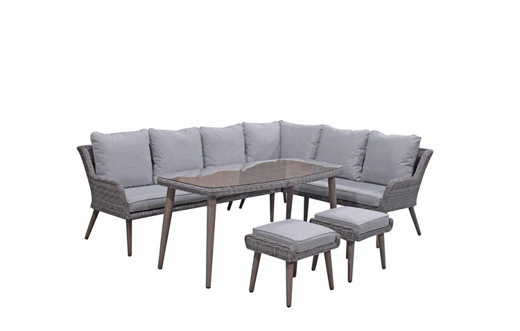 Signature Weave - Rattan Corner Sofa with Dining Table + 2 Stools Set | Danielle | Dani0347