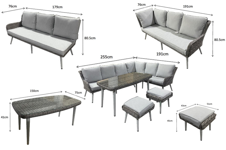Signature Weave - Rattan Corner Sofa with Dining Table + 2 Stools Set | Danielle | Dani0347