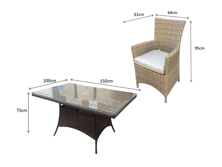 Signature Weave - Rattan Large Dining Table + 6 High Back Chairs | Darcey | Darc0222_Darc0256