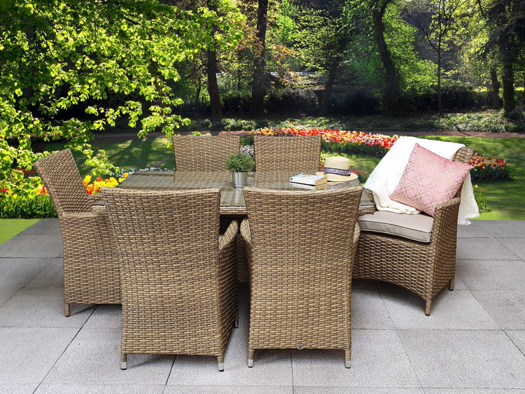 Signature Weave - Rattan Large Dining Table + 6 High Back Chairs | Darcey | Darc0222_Darc0256