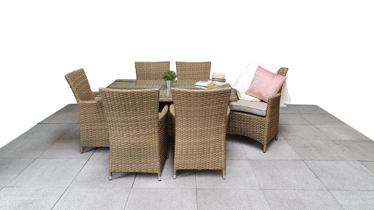 Signature Weave - Rattan Large Dining Table + 6 High Back Chairs | Darcey | Darc0222_Darc0256