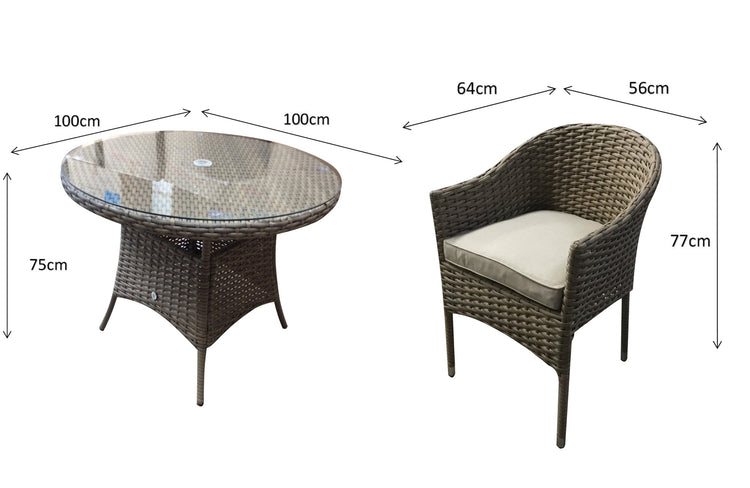 Signature Weave - Rattan Round 1m Table + 4 Stacking Chairs Set | Darcey | Darc0225_0191