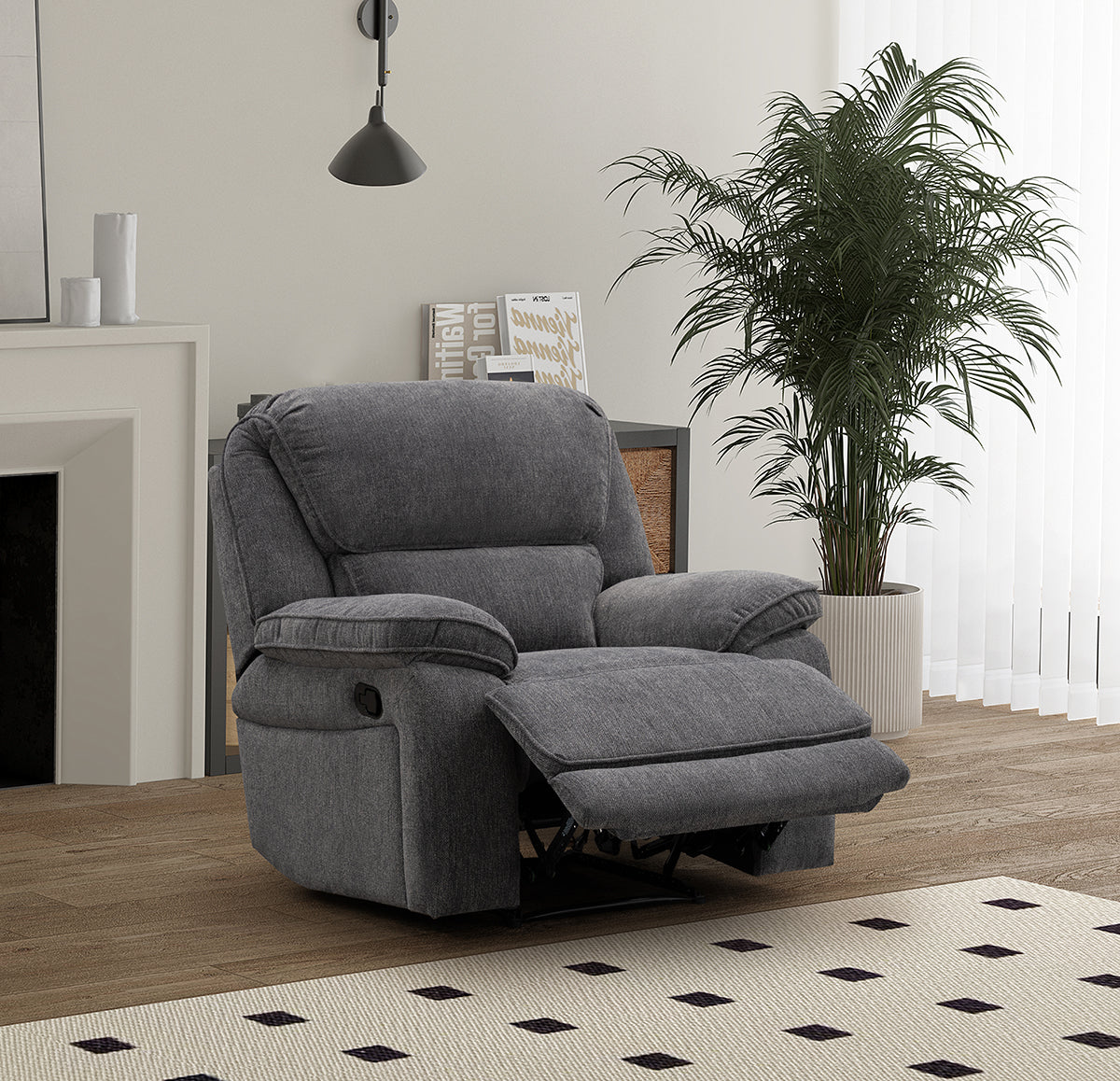 Douglas Grey Fabric Recliner Sofa Collection, Electric or Manual