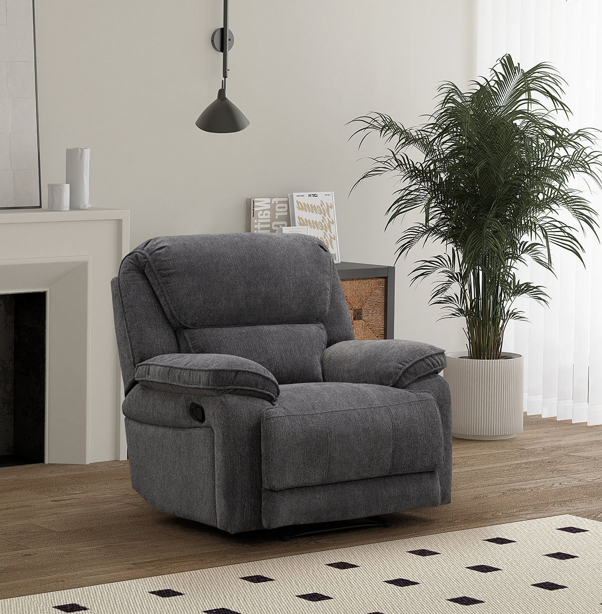 Douglas Grey Fabric Recliner Sofa Collection, Electric or Manual