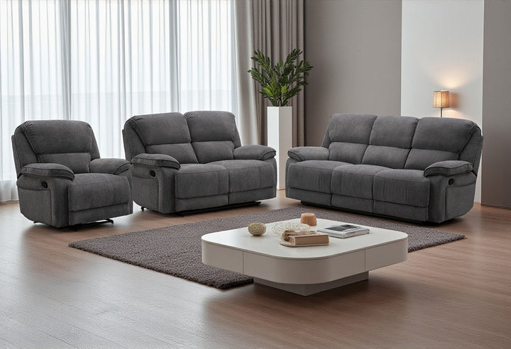 Douglas Grey Fabric Recliner Sofa Collection, Electric or Manual | Exclusive