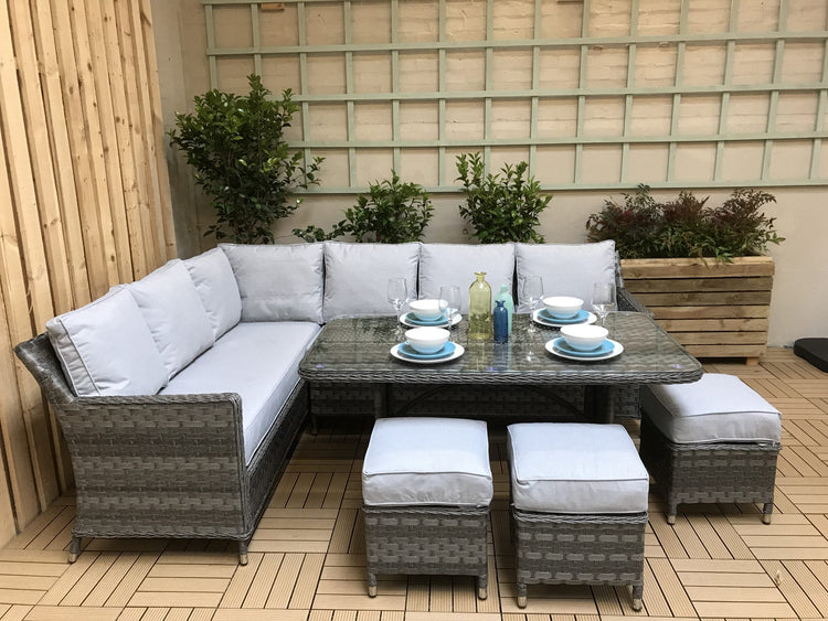 Signature Weave - Rattan Grey 7 Seater Corner Dining Sofa in Grey | Edwina | Edwi0108