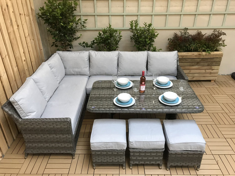 Signature Weave - Rattan Grey 7 Seater Corner Dining Sofa in Grey | Edwina | Edwi0108