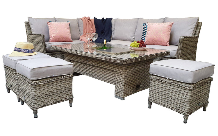 Signature Weave - Rattan Corner Dining sofa with Lift Table and Ice Bucket | Edwina | Edwi0317