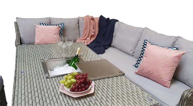 Signature Weave - Rattan Corner Dining sofa with Lift Table and Ice Bucket | Edwina | Edwi0317