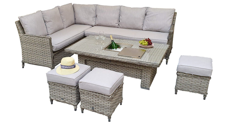 Signature Weave - Rattan Corner Dining sofa with Lift Table and Ice Bucket | Edwina | Edwi0317