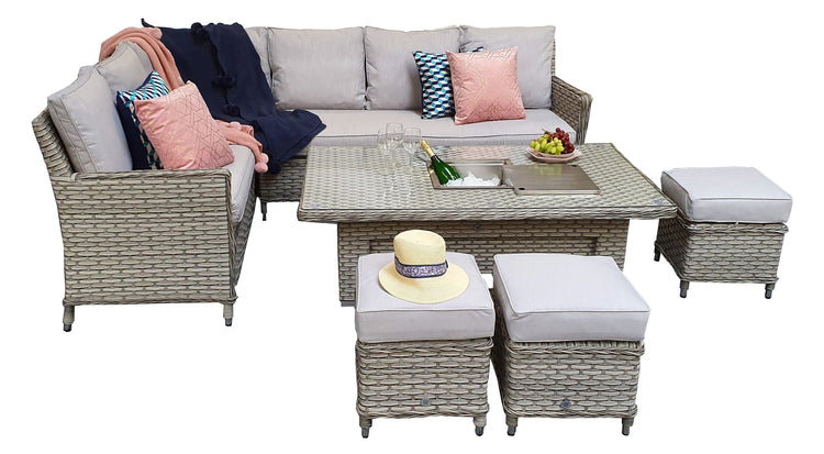 Signature Weave - Rattan Corner Dining sofa with Lift Table and Ice Bucket | Edwina | Edwi0317