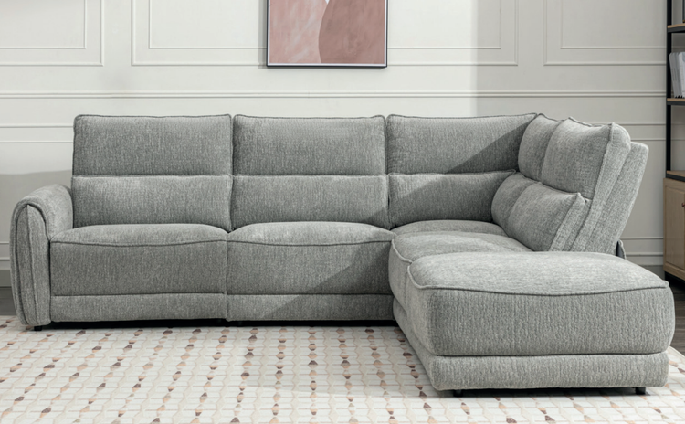 Ellie Grey Fabric Chaise Electric Recliner Corner Sofa | Exclusive