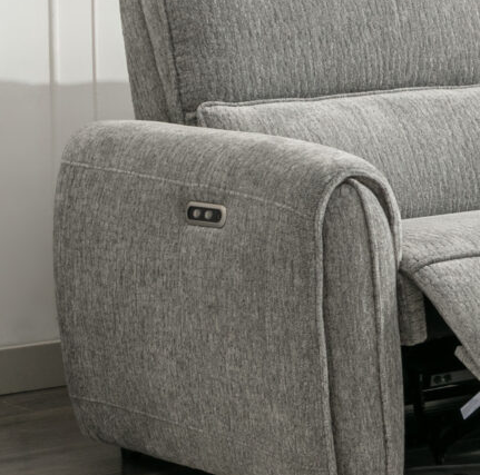 Ellie Grey Fabric Chaise Electric Recliner Corner Sofa | Exclusive