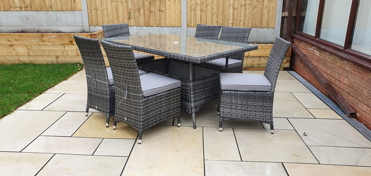 Signature Weave - Rattan Rectangular Table + 6 Armless Chairs set | Emil0212_Emil0209