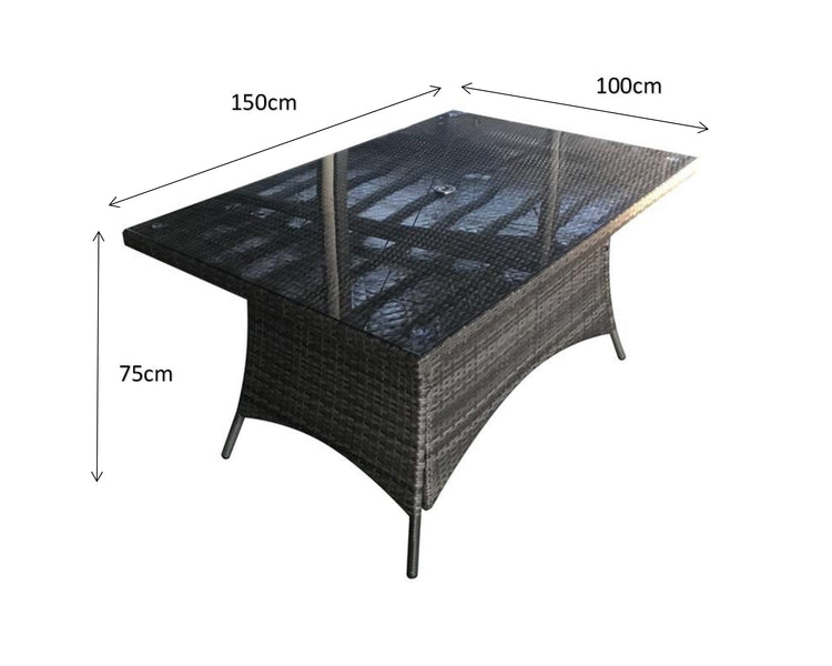 Signature Weave - Rattan Rectangular Table + 6 Stacking Chairs set | Emil0212_Emil0208