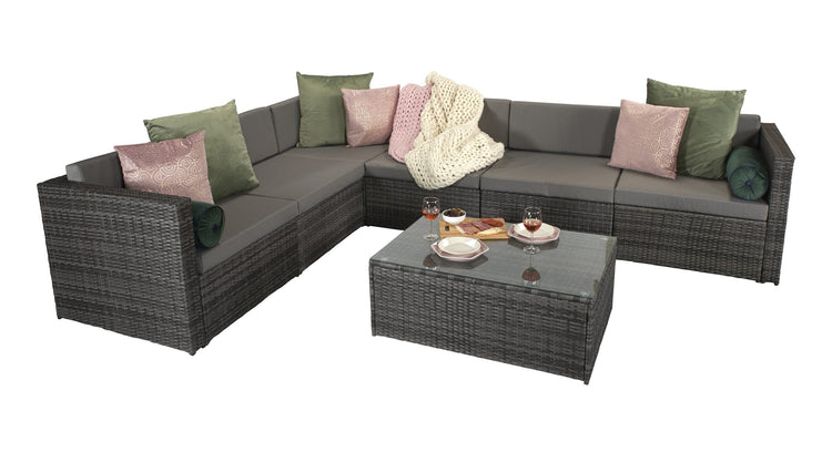 Signature Weave - Rattan Modular Sofa Set in Mixed Grey with Steel Frame | Evie | Evie0287
