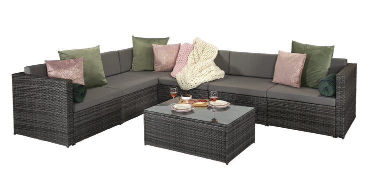 Signature Weave - Rattan Modular Sofa Set in Mixed Grey with Steel Frame | Evie | Evie0287