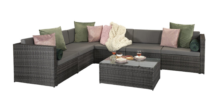 Signature Weave - Rattan Modular Sofa Set in Mixed Grey with Steel Frame | Evie | Evie0287