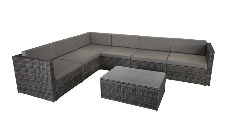 Signature Weave - Rattan Modular Sofa Set in Mixed Grey with Steel Frame | Evie | Evie0287