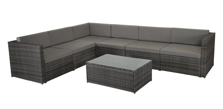 Signature Weave - Rattan Modular Sofa Set in Mixed Grey with Steel Frame | Evie | Evie0287