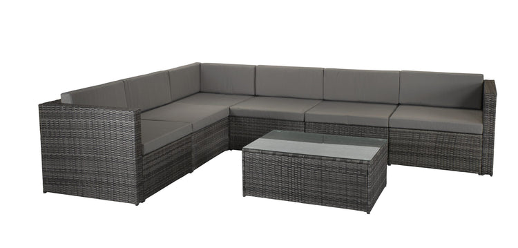 Signature Weave - Rattan Modular Sofa Set in Mixed Grey with Steel Frame | Evie | Evie0287