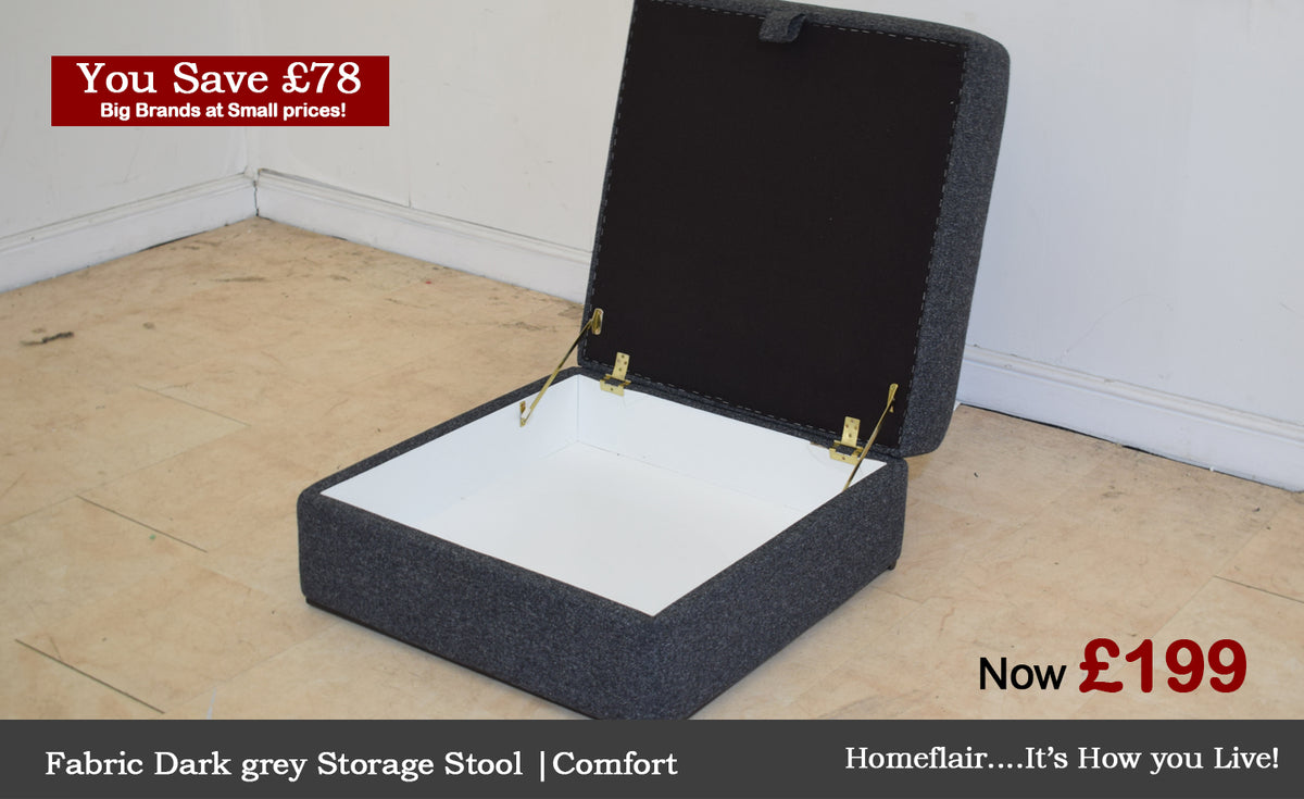 Grey Fabric Storage Footstool