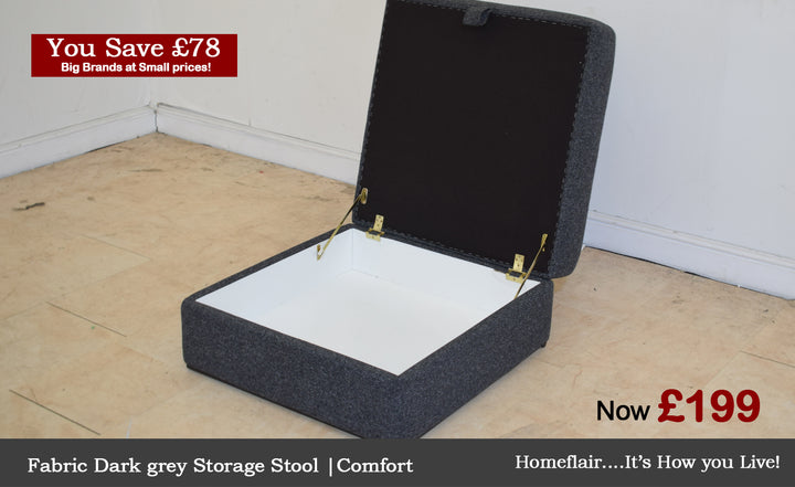 Grey Fabric Storage Footstool