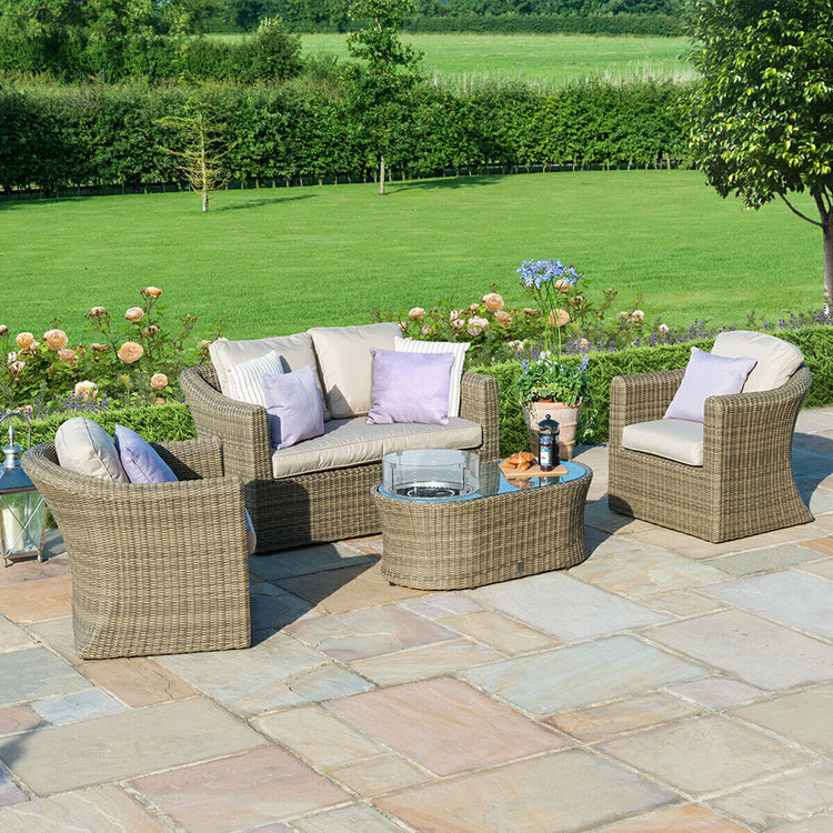 Homeflair - Winchester 2 Seat Rattan Sofa Set w/ Firepit