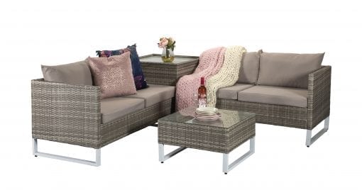 Signature Weave - Rattan Lucy Grey Corner Sofa with Storage Box Table | Lucy0395