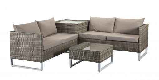 Signature Weave - Rattan Lucy Grey Corner Sofa with Storage Box Table | Lucy0395