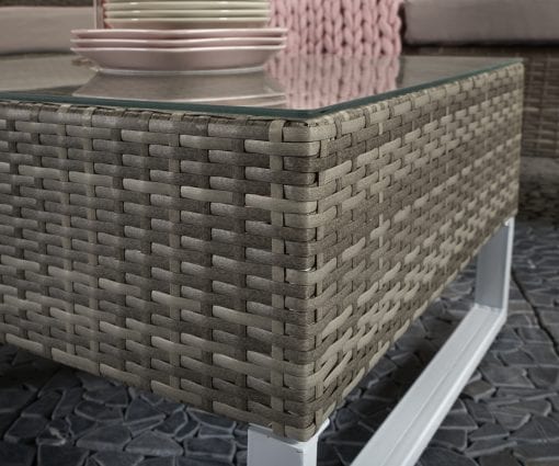 Signature Weave - Rattan Lucy Grey Corner Sofa with Storage Box Table | Lucy0395
