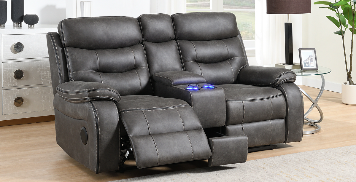 Gabrielle Tech Fabric 2 Seater Electric Recliner with Speakers & Cooler Cup Holders