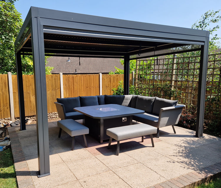 Signature Weave - Aluminium Gazebo Garden Structure with LED Lights | Gaze0474