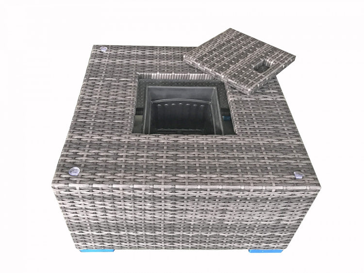 Signature Weave - Rattan Corner Sofa with Ice Bucket and Coffee Table in Grey | Georgia | Geor0311