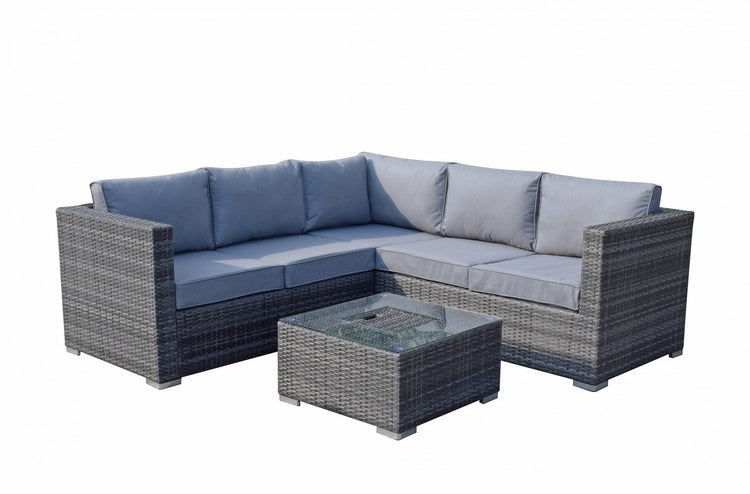 Signature Weave - Rattan Corner Sofa with Ice Bucket and Coffee Table in Grey | Georgia | Geor0311