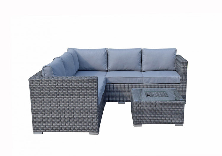 Signature Weave - Rattan Corner Sofa with Ice Bucket and Coffee Table in Grey | Georgia | Geor0311