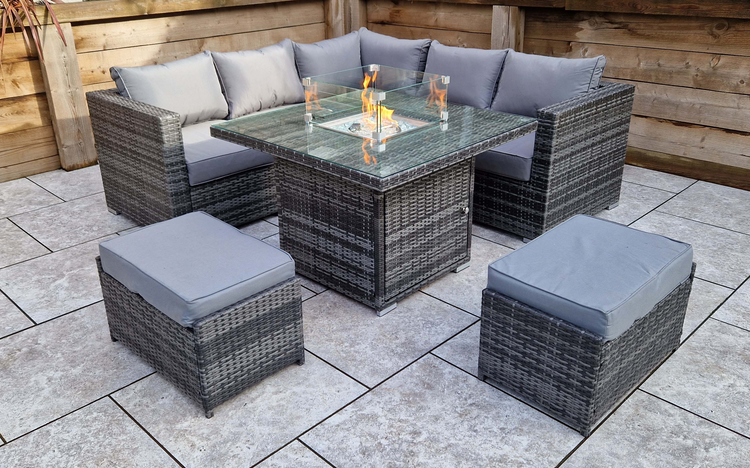 Georgia Rattan Grey Firepit Dining Corner Sofa | Geor0150_0433
