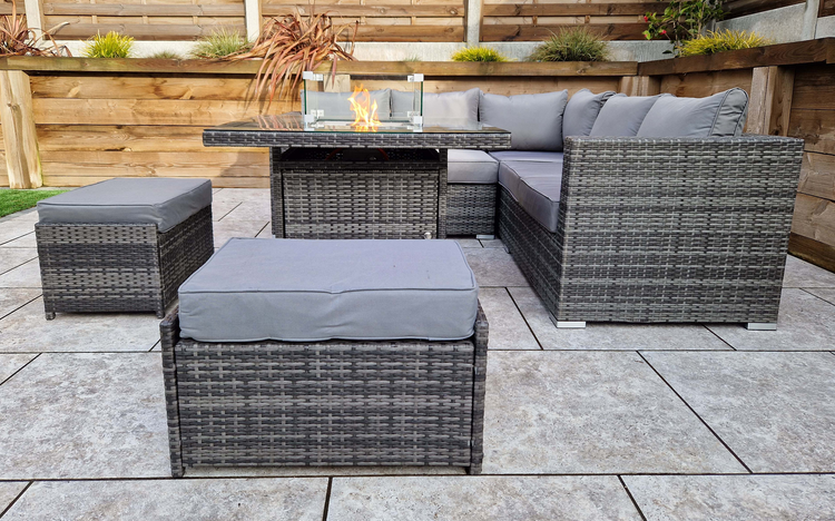 Georgia Rattan Grey Firepit Dining Corner Sofa | Geor0150_0433